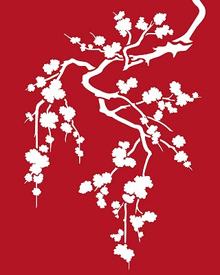 Cherry Blossom Silhouette Stencil 3