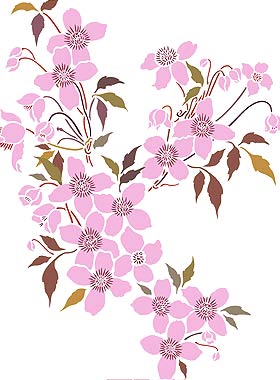 Small Montana Clematis Theme Pack Stencil