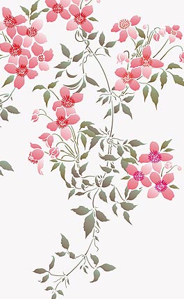 Trailing Clematis Leaves Theme Pack Stencil