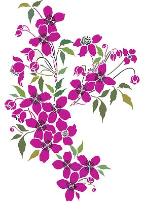 Small Montana Clematis Theme Pack Stencil