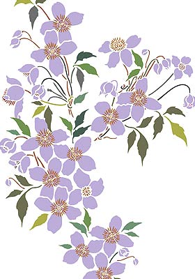 Small Montana Clematis Theme Pack Stencil