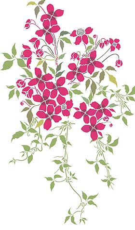 Large Montana Flower Clematis Theme Pack Stencil