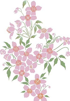 Large Montana Flower Clematis Theme Pack Stencil