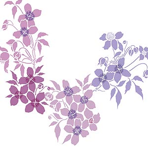 Large Montana Flower Clematis Theme Pack Stencil