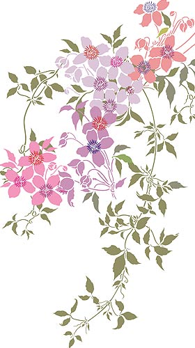 Large Montana Flower Clematis Theme Pack Stencil