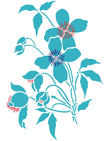 Supersize Montana Clematis Flower Stencil 1