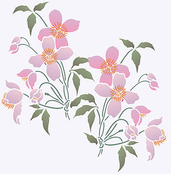 Supersize Montana Clematis Flower Stencil 1