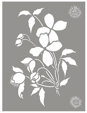 Supersize Montana Clematis Flower Stencil 1