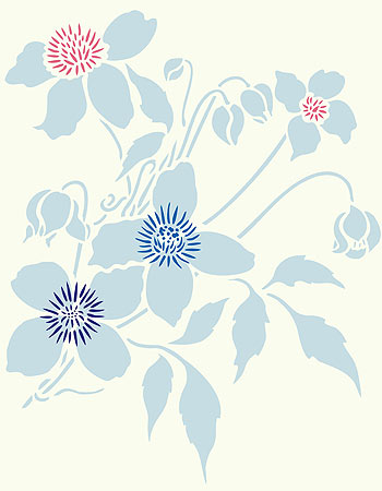 Supersize Montana Clematis Flower Stencil 2