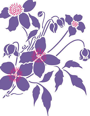 Supersize Montana Clematis Flower Stencil 2