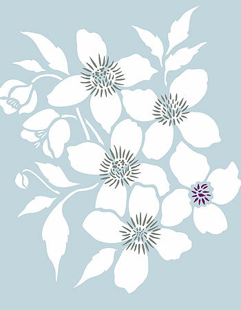 Supersize Montana Clematis Flower Stencil 3