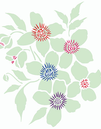 Supersize Montana Clematis Flower Stencil 3