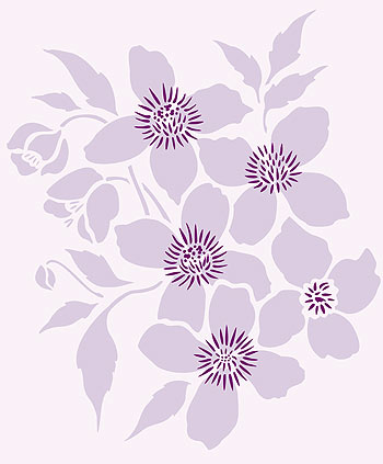 Supersize Montana Clematis Flower Stencil 3