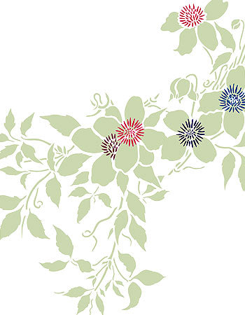 Supersize Montana Clematis Flower Stencil 4