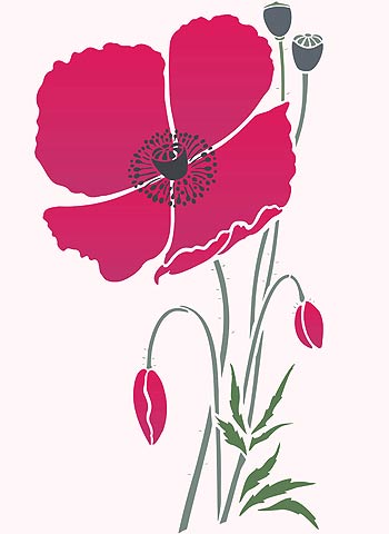 Giant Poppy Flower Stencil 3