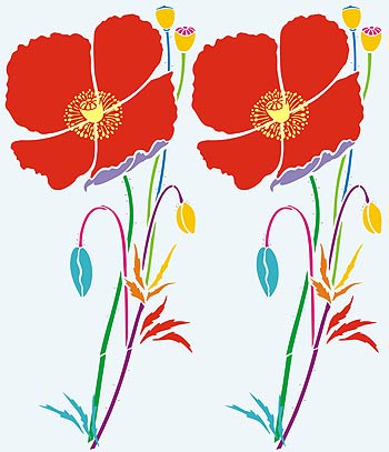 Large Wild Poppy Stencil