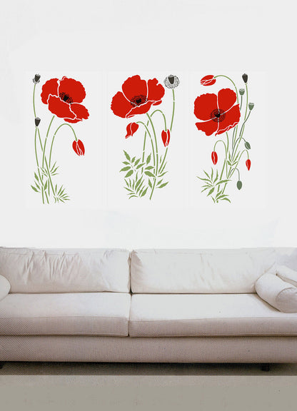 Large Wild Poppies Theme Pack Stencil