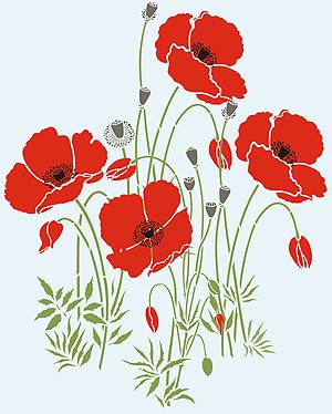 Large Wild Poppies Theme Pack Stencil