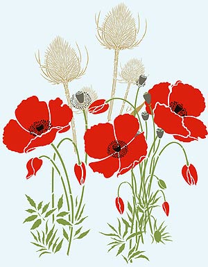 Large Wild Poppies Theme Pack Stencil