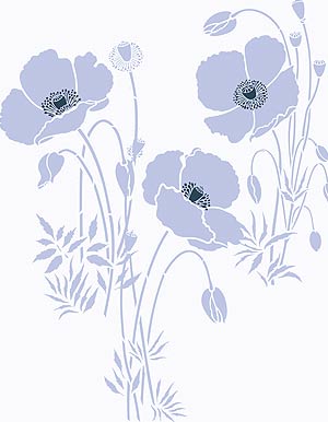 Large Wild Poppies Theme Pack Stencil