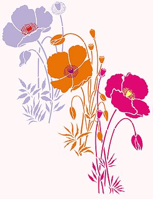 Large Wild Poppies Theme Pack Stencil