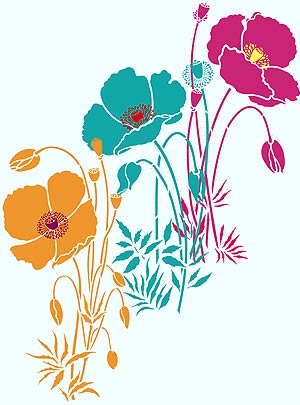 Large Wild Poppies Theme Pack Stencil