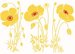 Large Wild Poppies Theme Pack Stencil