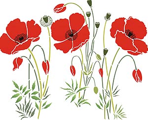 Large Wild Poppies Theme Pack Stencil