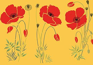 Large Wild Poppies Theme Pack Stencil