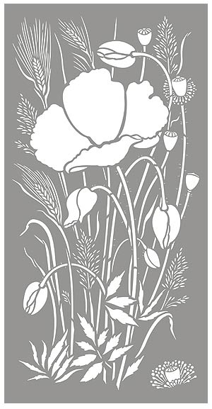 Large Wild Poppy and Grasses Stencil