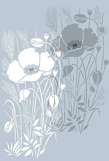 Large Wild Poppy and Grasses Stencil