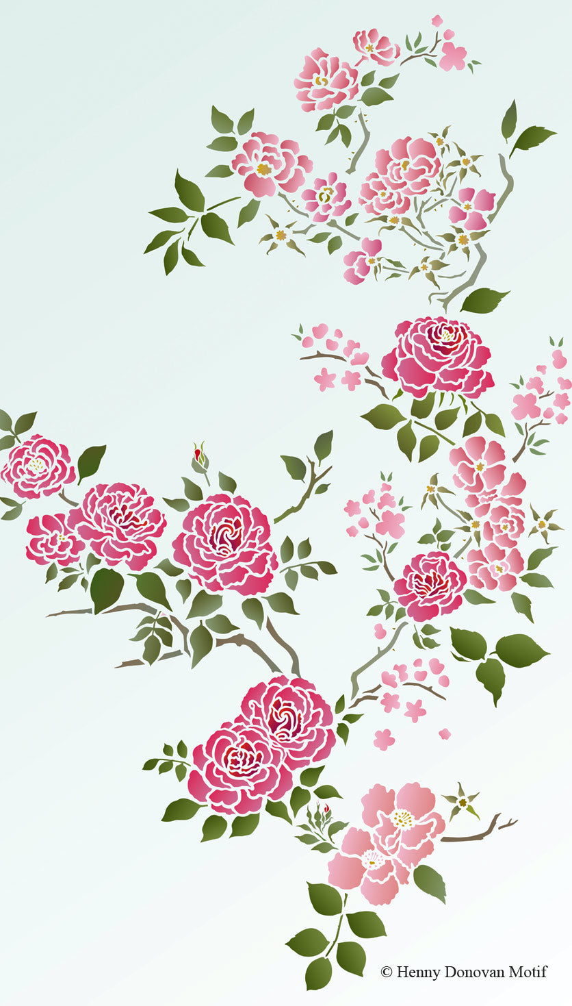 Chinoiserie Roses Theme Pack Stencil