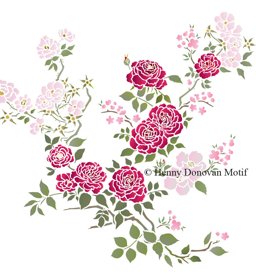 Chinoiserie Roses Theme Pack Stencil