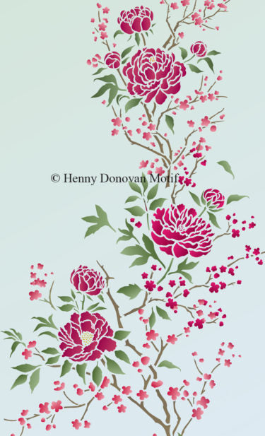 Chinoiserie Peonies and Blossom Theme Pack Stencil