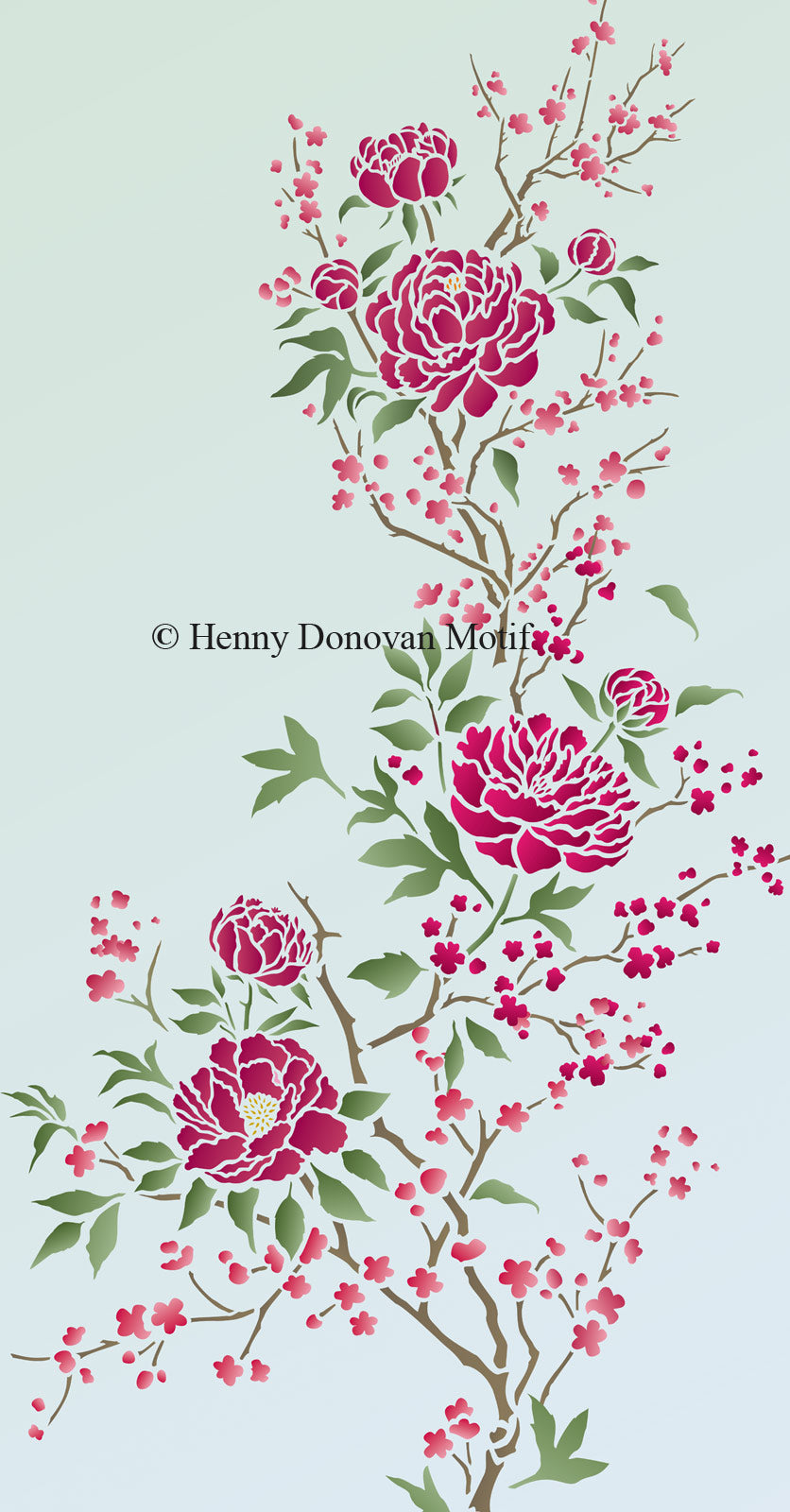 Chinoiserie Peonies and Blossom Theme Pack Stencil