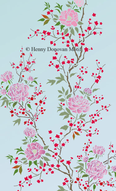 Chinoiserie Peonies and Blossom Theme Pack Stencil