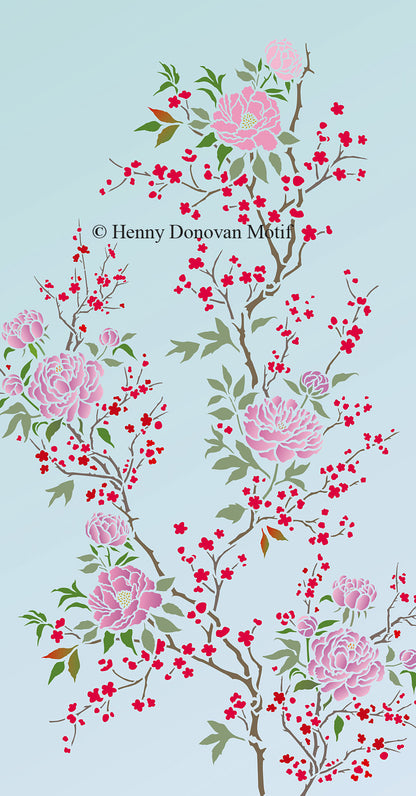 Chinoiserie Peonies and Blossom Theme Pack Stencil