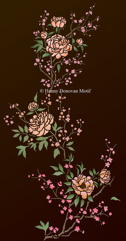 Chinoiserie Peonies and Blossom Theme Pack Stencil