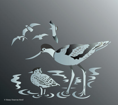 Coastal Birds Stencil 1