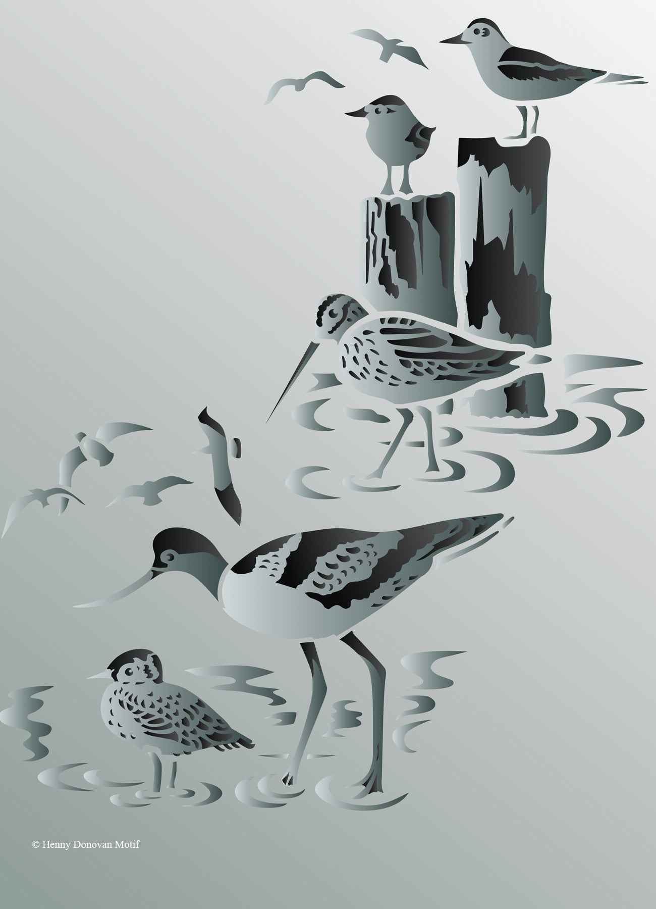 Coastal Birds Stencil 1