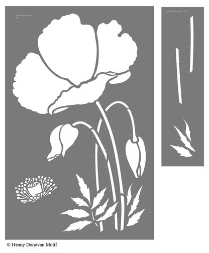 Giant Poppy Flower Stencil 2