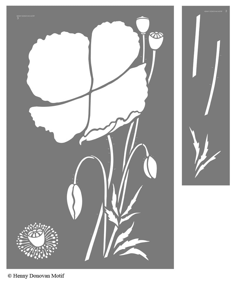 Giant Poppy Flower Stencil 3