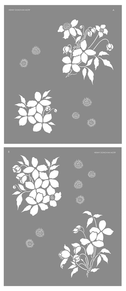 Large Montana Flower Clematis Theme Pack Stencil