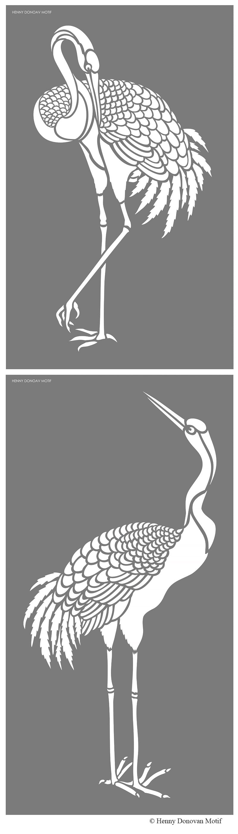 Large Standing Cranes Stencil