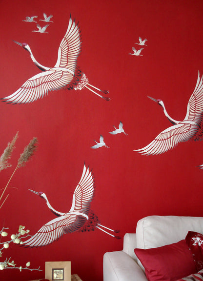 Large Flying Cranes Stencil