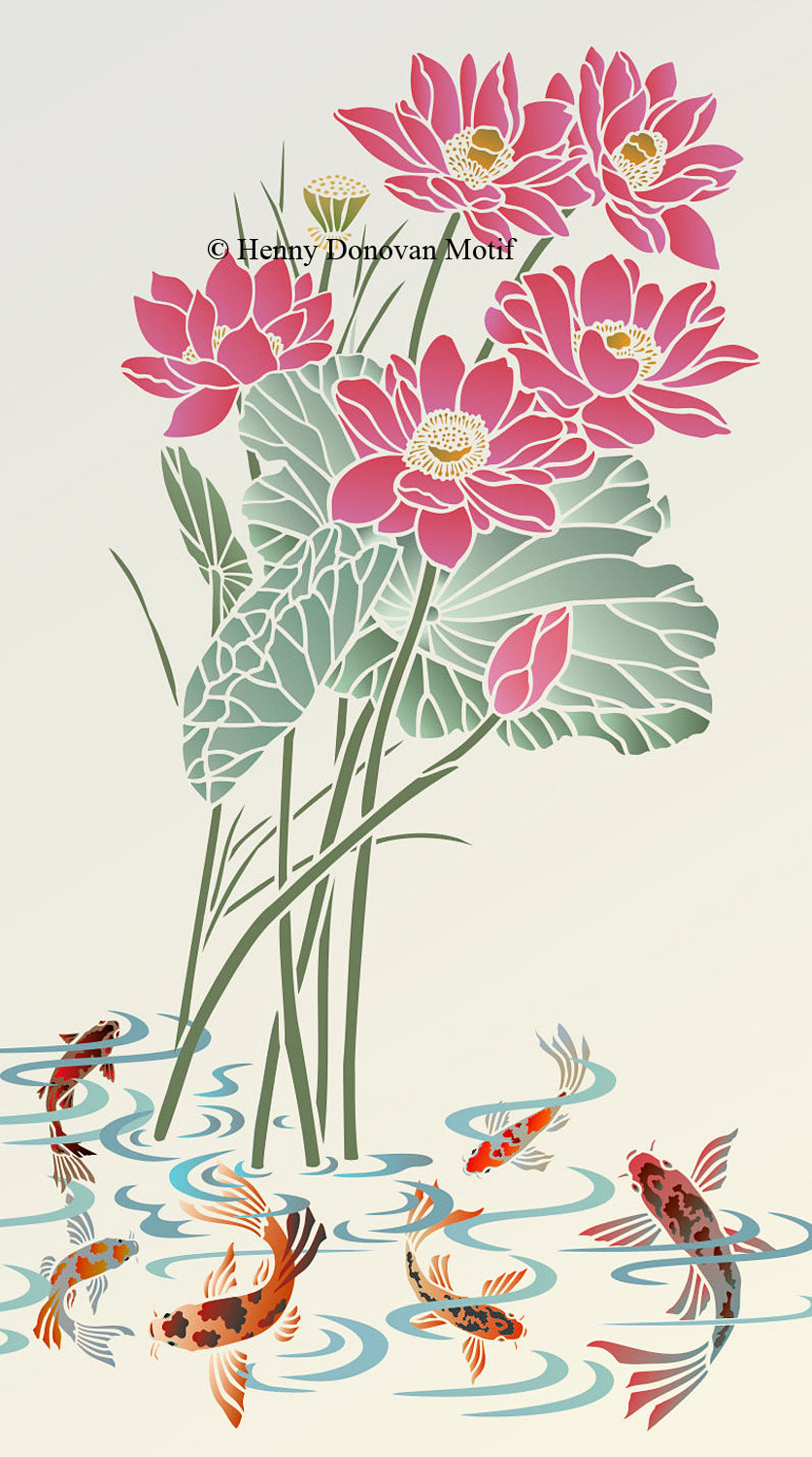 Lotus Waterlily Stencil 1