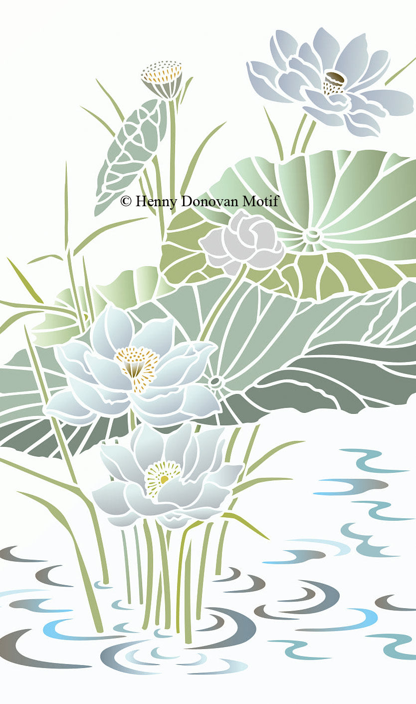 Lotus Waterlily Stencil 2