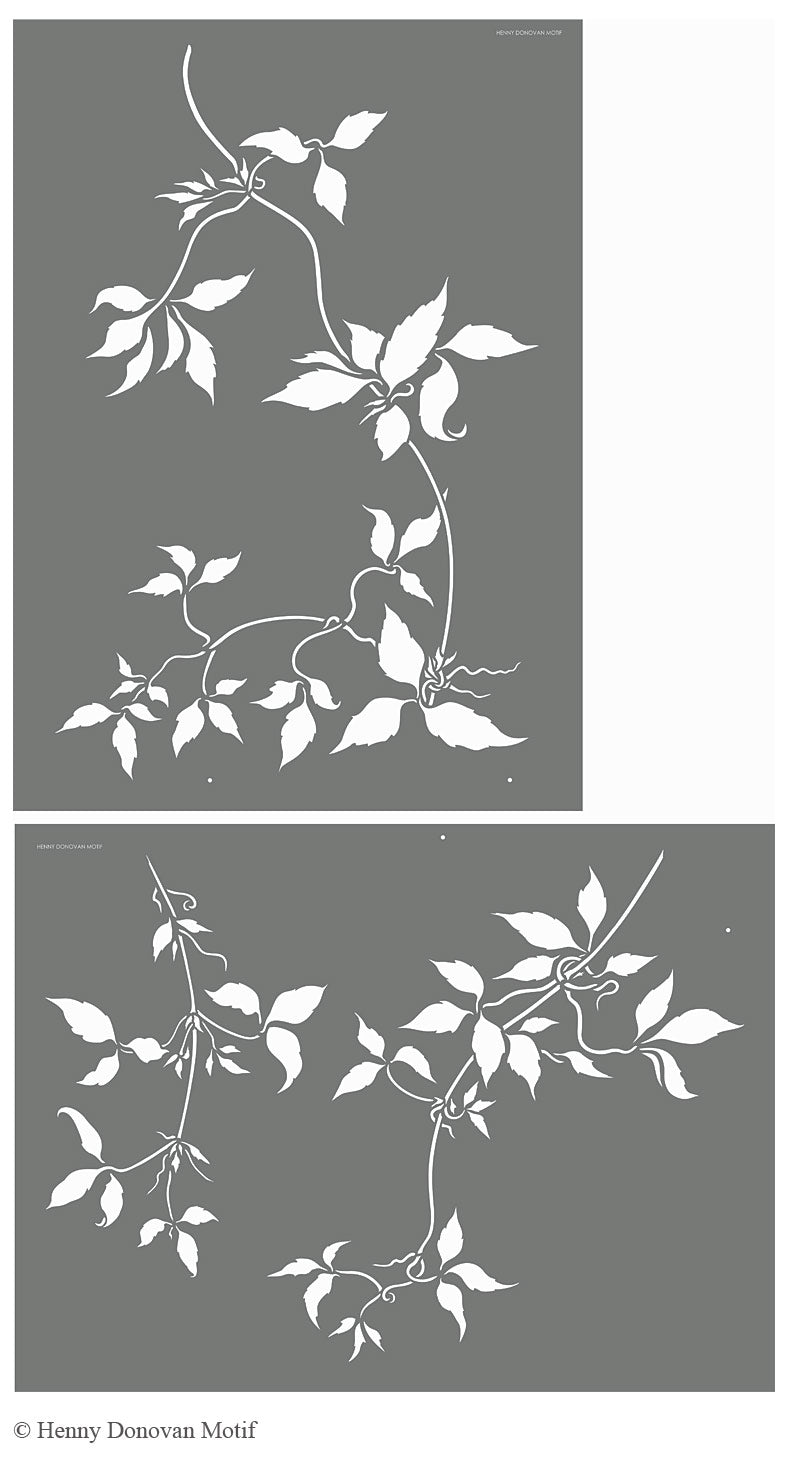 Oversize Trailing Clematis Leaves Stencil 1