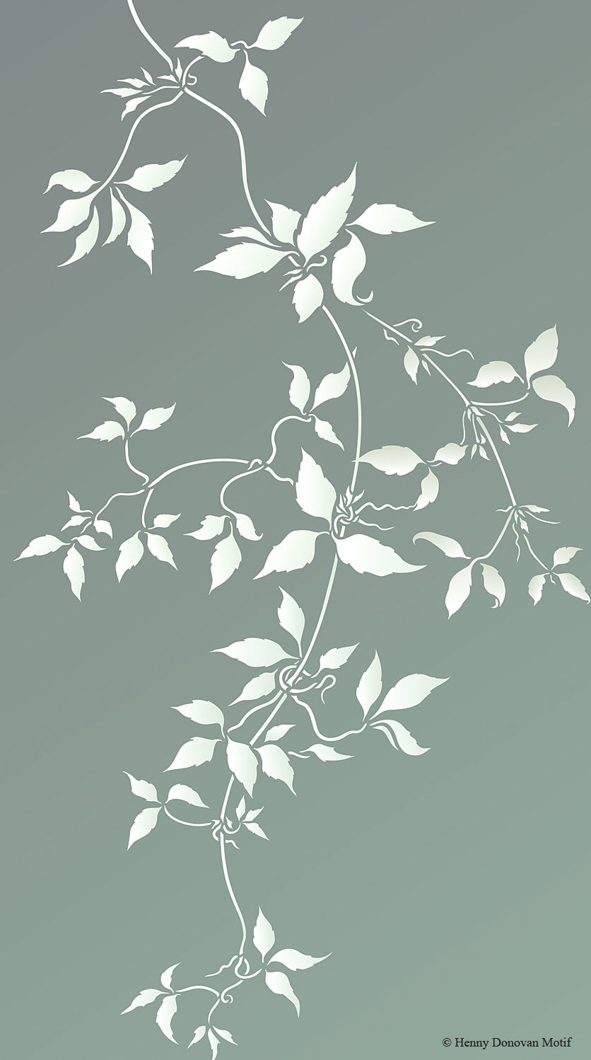 Oversize Trailing Clematis Leaves Stencil 1