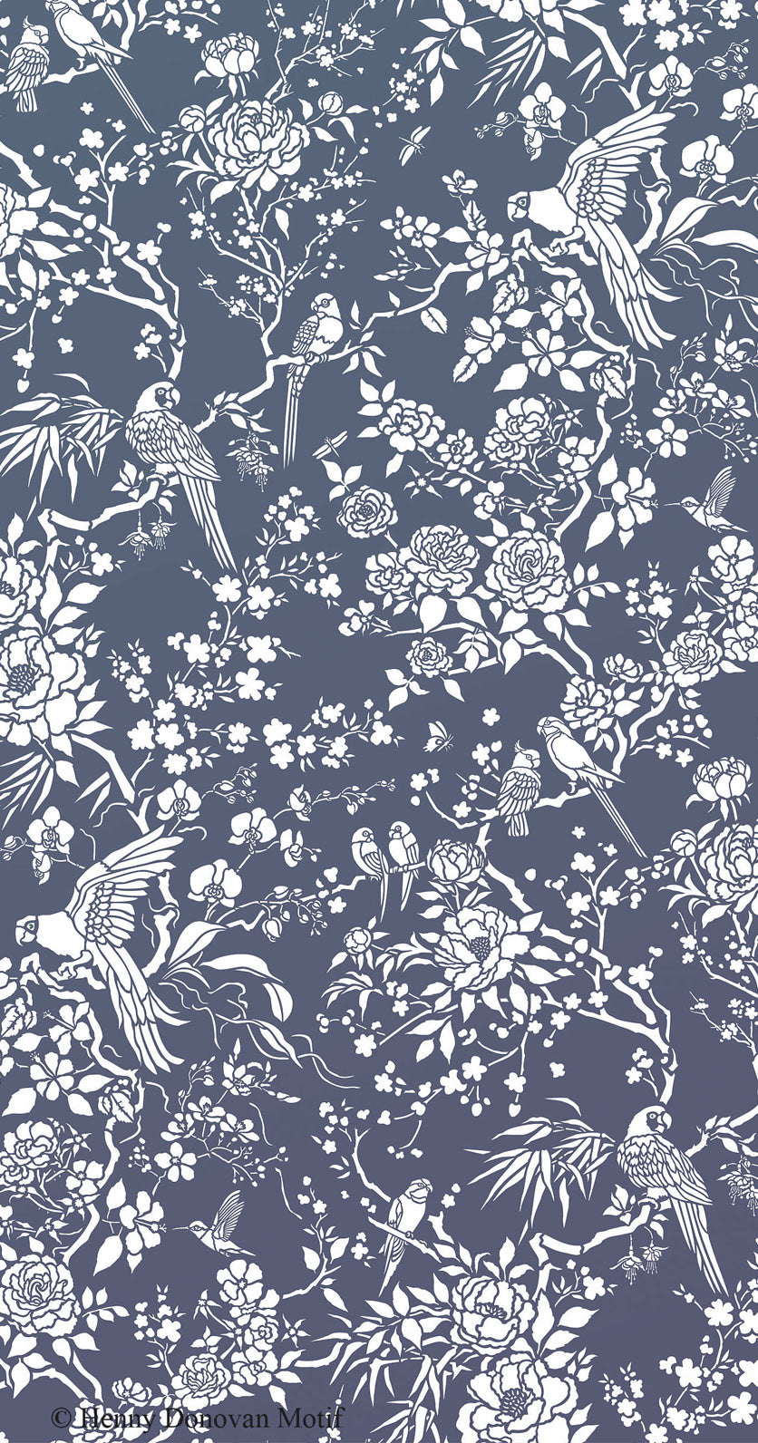 Parrot and Peony Chinoiserie All-Over Stencil